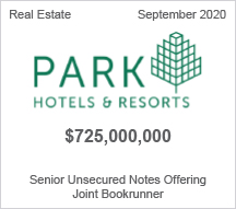 Park Hotels & Resorts - $725 million Senior Unsecured Notes Offering - Joint Bookrunner